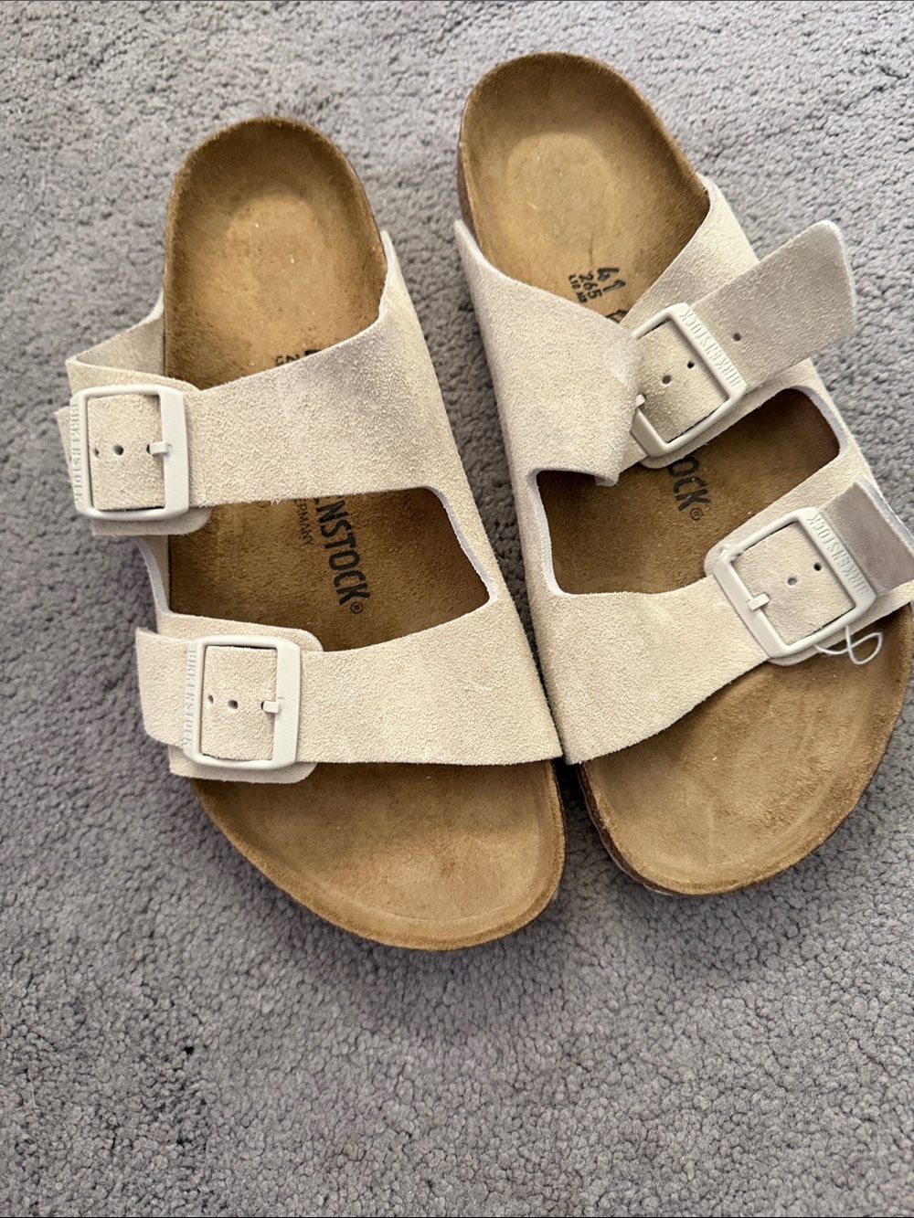 Birkenstock Off-White Suede Two-Strap Sandals